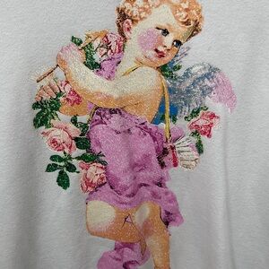 Forever 21 White and Orange Graphic Sweatshirt